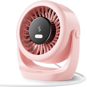 Diveblues USB Table Fan, Powerful Up to 6m/s, LED Display, 5 Speeds, 360° Rotation, Quiet Mini Fan, Portable for Home, Office,