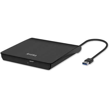 Antika Grabadora de DVD/CD Externa USB 3.0 Portátil Diseño Ultra Delgado, Lector de DVD/CD con Capacidad de Corrección de