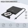Antika Grabadora de DVD/CD Externa USB 3.0 Portátil Diseño Ultra Delgado, Lector de DVD/CD con Capacidad de Corrección de