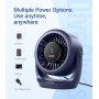Diveblues USB Table Fan, Powerful Up to 6m/s, LED Display, 5 Speeds, 360° Rotation, Quiet Mini Fan, Portable for Home, Office,