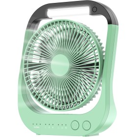 ATEngeus 8'' USB Fan, 10000mAh Rechargeable Battery Fan, 4 Speeds Portable Table Fan, 180° Rotation, Camping Fan with LED Light