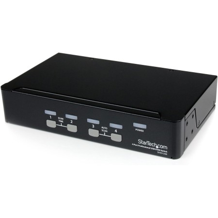 StarTech.com SV431HDU3A2 - Switch conmutador KVM de 4 Puertos HDMI 1080p con Hub USB 3.0 para periféricos, Color Negro