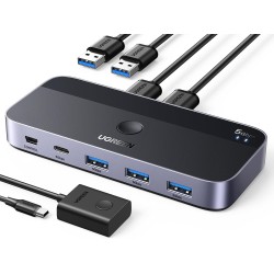 UGREEN KVM Switch 2 Entradas y 4 Salidas Conmutador USB 3.0 con 2 Cable para Compartir 4 Dispositivos de Teclado, Ratón, UGREEN KVM Switch 2 Entradas y 4 Salidas Conmutador USB 3.0 con 2 Cable para Compartir 4 Dispositivos de Teclado, Ratón,