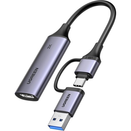 UGREEN Tarjeta de Captura de Video HDMI 4K 30Hz a USB A USB C 3.0 2K 30Hz 1080P para Streaming Grabación de Juegos y Transmisión