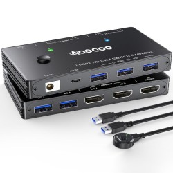 Conmutador KVM HDMI 8K a 60 Hz, conmutador KVM HDMI para 2 computadoras que comparten 1 monitor y 3 dispositivos USB 3.0, Conmutador KVM HDMI 8K a 60 Hz, conmutador KVM HDMI para 2 computadoras que comparten 1 monitor y 3 dispositivos USB 3.0,