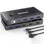 Conmutador KVM HDMI 8K a 60 Hz, conmutador KVM HDMI para 2 computadoras que comparten 1 monitor y 3 dispositivos USB 3.0,