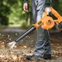 Soplador de hojas de 21 V, 360 W, soplador de hojas inalámbrico con batería y cargador 23000r/min 3,3 m³/min,Función 2 en 1 para
