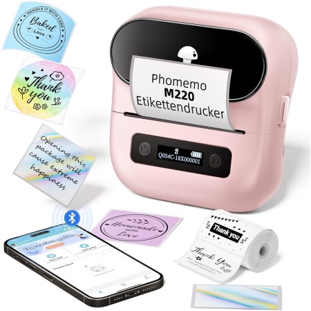 Phomemo M220 - Impresora de Etiquetas Bluetooth portátil para Etiquetas térmicas de 3 Pulgadas, Dispositivo de etiquetado