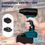 BreeRainz Soplador de Batería 180W, con 3 Boquillas, Velocidad de 4 Niveles, Compatible con Baterías de 18V, Utilícelo para