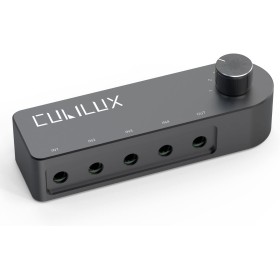 Conmutador de Audio bidireccional 3,5 mm Cubilux (1 Entrada a 4 Salidas / 4 entradas a 1 Salida), selector AUX estéreo para