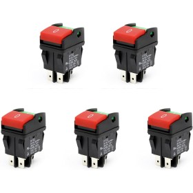 rieder 5X Interruptores de Botón Eléctricos Industriales, Botón Pulsador HY52 para Interruptor de Dispositivo Mecánico 4 con Luz