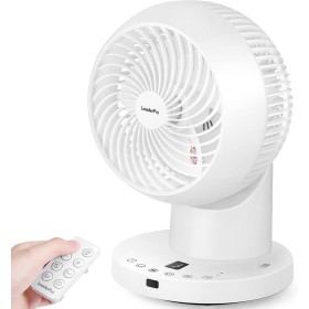 LeaderPro Table Fan, 4 Speeds, Powerful Circulation Turbo Fan, Remote Control, Quiet Air for Bedroom, Living Room, Kitchen,