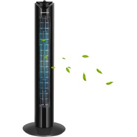 Aigostar Tower Fan, Quiet, 3 Speeds, 85° Oscillation, 120 min Timer, 82 cm High, Compact Design, Easy Installation, Portable