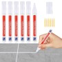 6Pieza Rotulador Juntas Azulejos Beige Lápiz para Juntas Lechada Tile Grout pen con Cabezal de Repuesto Bolígrafo Mortero Lápiz