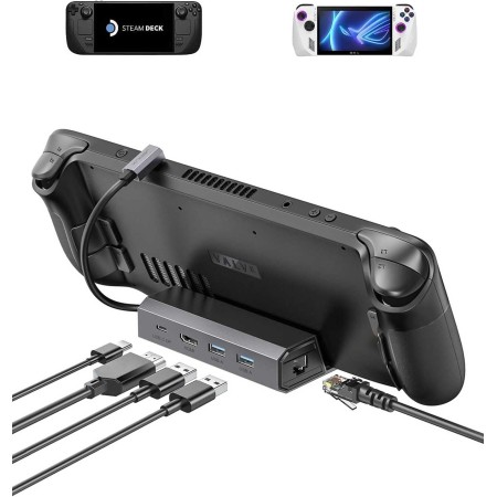 JSAUX Docking Station Compatible con Steam Deck/OLED/ROG Ally/Legion Go S, Dock de 5-en-1 para Steam Deck con HDMI 2.0 4K@60Hz,
