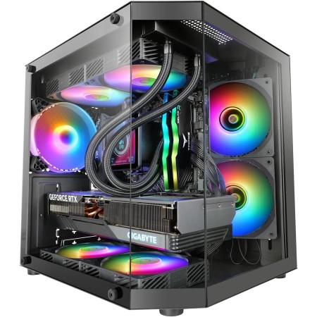 Mars Gaming MC-3TLITE, Caja Gaming MicroATX, Triple Cristal Templado Continuo, Ventilador FRGB Trasero 120mm, Estructura de