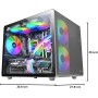 Mars Gaming MC-3TLITE, Caja Gaming MicroATX, Triple Cristal Templado Continuo, Ventilador FRGB Trasero 120mm, Estructura de