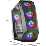 Mars Gaming MC-3TLITE, Caja Gaming MicroATX, Triple Cristal Templado Continuo, Ventilador FRGB Trasero 120mm, Estructura de
