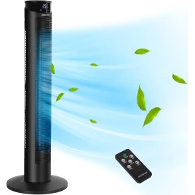 Aigostar - Tower Fan with Remote Control, LED Display, Silent Fan 40dB, 4 Modes, 3 Speeds, 12 Hour Timer, 65° Oscillation, 45W