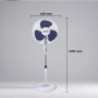 SVAN SVP401600OBA 16" White and Blue Standing Fan 40W 3 Speeds 3 Blades Round Base Support