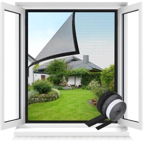 MLEJU Mosquitera para Ventanas con Innovadora Fijación de Cierre de Gancho y Bucle, 120x130 cm Malla Autoadhesiva de Fibra de