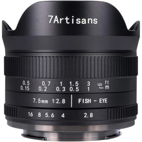 7Artisans 7,5 mm F2.8 II Objetivo fisheye APS-C Ojo de pez gran angular manual fijo para cámara Sony Objetivo (190 ° Lente Ultra