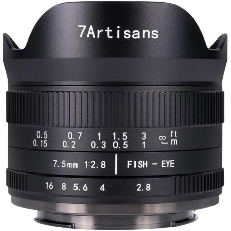 7Artisans 7,5 mm F2.8 II Objetivo fisheye APS-C Ojo de pez gran angular manual fijo para cámara Sony Objetivo (190 ° Lente Ultra