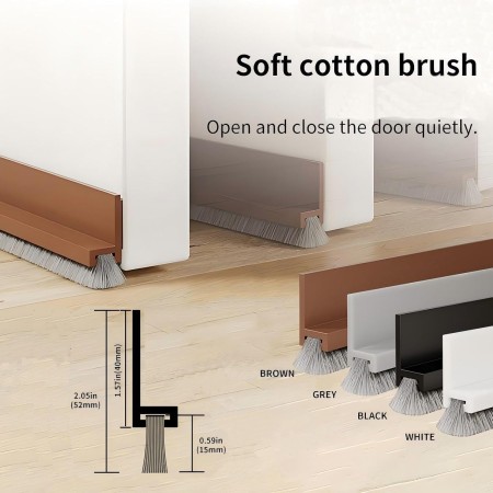 Vingspina 100cm Marrón Junta de Cepillo para Puerta, Burlete Bajo Puerta, Burlete Silicona Puerta Autoadhesivo para Burlete de