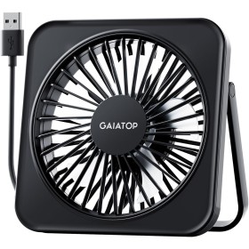 Gaiatop - USB Desk Fan, 5 Inch Personal Fan, Small Portable Fan with 180° Tilt and 3 Speed, Ultra Quiet Personal Cooling Fan
