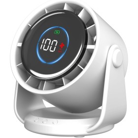 Rintea Powerful Table Fan, 100 Speed, 4000mAh Rechargeable Fan with 105° Variable Tilt and Memory Function, Desk Fan for
