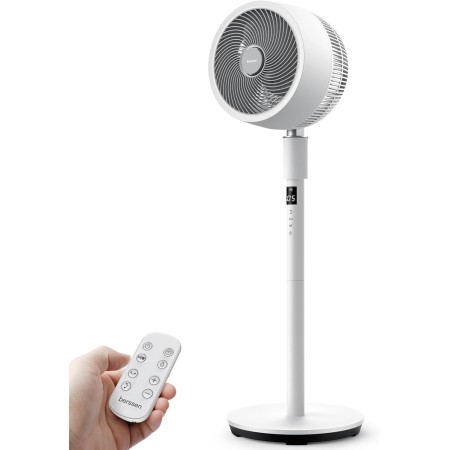 berssen Quiet Standing Fan with DC Motor 25dB, 3D 12H 13Speeds Oscillation Turbocharger with Touch Screen and Remote Control for