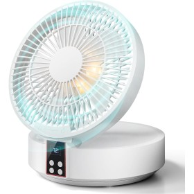 XUEYUWEN Table Fan, Powerful Quiet Fan with Remote Control, Auto Oscillation, 3 Speeds, Rechargeable Desktop Fans for Office,