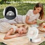 XUEYUWEN Table Fan, Powerful Quiet Fan with Remote Control, Auto Oscillation, 3 Speeds, Rechargeable Desktop Fans for Office,