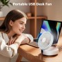 XUEYUWEN Table Fan, Powerful Quiet Fan with Remote Control, Auto Oscillation, 3 Speeds, Rechargeable Desktop Fans for Office,