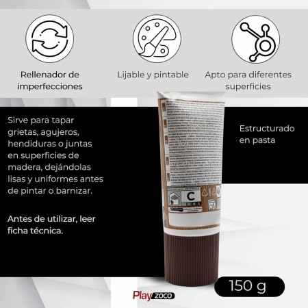TECHZOCO Masilla Madera Roble, Ideal para rellenar y y reparar madera al interior, Masilla lista al uso, Rellenadora de