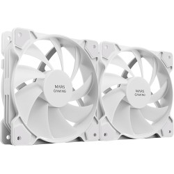 Mars Gaming MF-PWMX2, Kit 2 Ventiladores 120mm, Ultra silenciosos FDB 12dB, Sistema Anti-vibraciones, Sistema PWM, Blanco Mars Gaming MF-PWMX2, Kit 2 Ventiladores 120mm, Ultra silenciosos FDB 12dB, Sistema Anti-vibraciones, Sistema PWM, Blanco