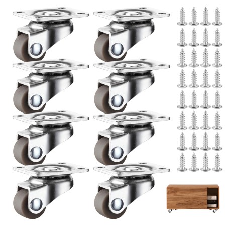 8 Pcs Ruedas para Muebles Pesados, Ruedas Giratorias con Tornillos, Ruedas para Trabajo Pesado, Pivotantes de Placa, Rueda