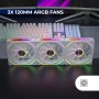 Mars Gaming MF-PWMX2, Kit 2 Ventiladores 120mm, Ultra silenciosos FDB 12dB, Sistema Anti-vibraciones, Sistema PWM, Blanco