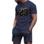 2025 Conjunto de pantalones cortos informales de 2 piezas para hombre,
