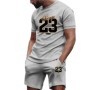 2025 Conjunto de pantalones cortos informales de 2 piezas para hombre,