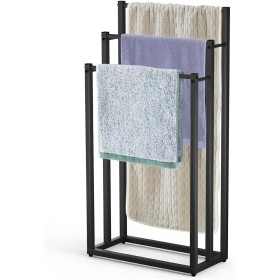 VOUNOT® Toallero de Pie de 3 Niveles Toallero Escalera con 3 Barras para Colgar Toallas Toallero Múltiple Triple de Metal