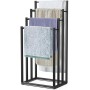 VOUNOT® Toallero de Pie de 3 Niveles Toallero Escalera con 3 Barras para Colgar Toallas Toallero Múltiple Triple de Metal