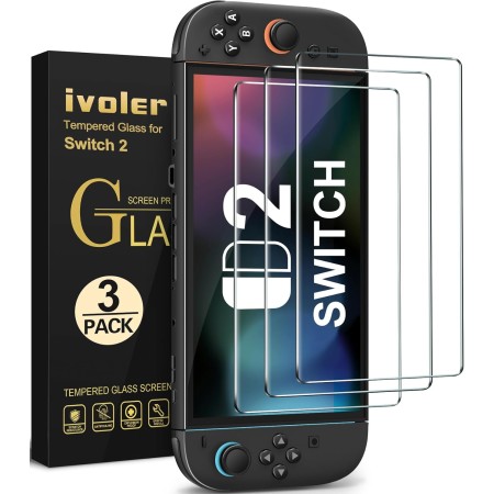 ivoler 4 Piezas Protector Pantalla para Nintendo Switch 2 Model 2025, Cristal Vidrio Templado Premium