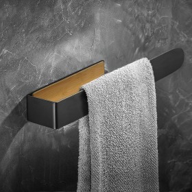 Toalleros De Baño Sin Taladro Adhesivo Negro Bambu Toallero Pared Soporte Toallas Baño 30 cm Cocina Lavabo Porta Toallas
