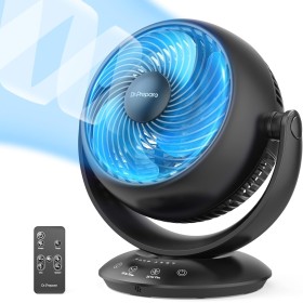 DR.PREPARE Table Fan Air Circulation 25dB Powerful Quiet 3 Speeds Timer 12H Fan Oscillation Tilt 90° with Remote Control for