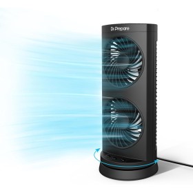 DR.PREPARE Tower Fan DC Motor Table Fan 3 Speeds 3 Teporizer Oscillating Fan 110° Dual Silent Fan for Bedroom Office Camper