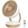 MYCARBON Table Fan DC Motor 20dB Silent Fan 8 Speeds 3 Modes Powerful Fan 75°/90° Oscillation Timer 8H with Remote Control