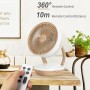 MYCARBON Table Fan DC Motor 20dB Silent Fan 8 Speeds 3 Modes Powerful Fan 75°/90° Oscillation Timer 8H with Remote Control