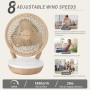 MYCARBON Table Fan DC Motor 20dB Silent Fan 8 Speeds 3 Modes Powerful Fan 75°/90° Oscillation Timer 8H with Remote Control