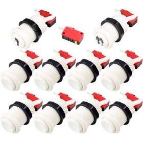 EG STARTS Arcade Buttons 8X America Standard Type Push Buttons + One & Two Initial Player Happ Buttons with Micro Switch for